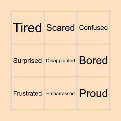 INFER THE EMOTIONS-Connect 3! Bingo Card