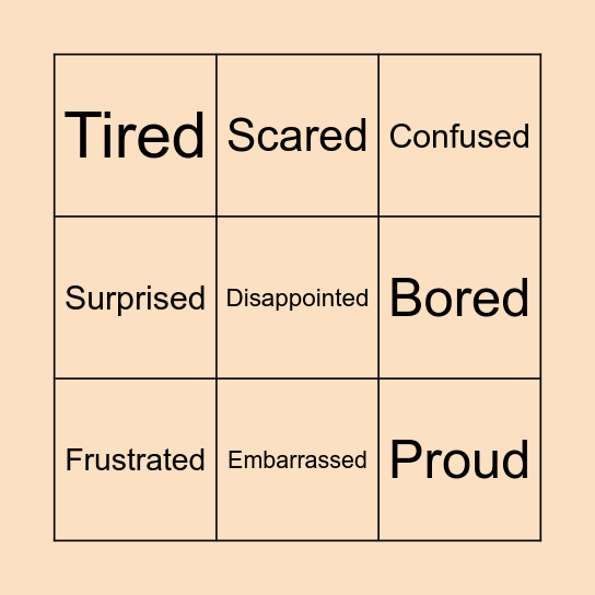 INFER THE EMOTIONS-Connect 3! Bingo Card