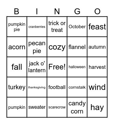 FALL BINGO Card