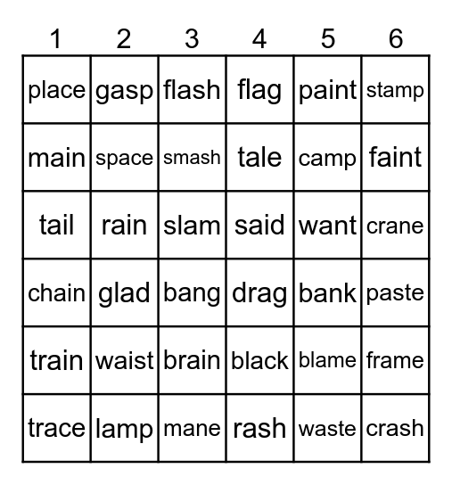 Short A and Long A (CVCe & CVVC) Bingo Card