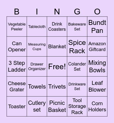 Amber’s Bridal Bingo Card