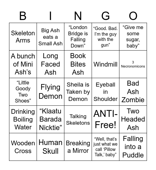 Army of Darkness - Round 2 Bingo Card