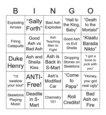 Army of Darkness - Round 3 Bingo Card