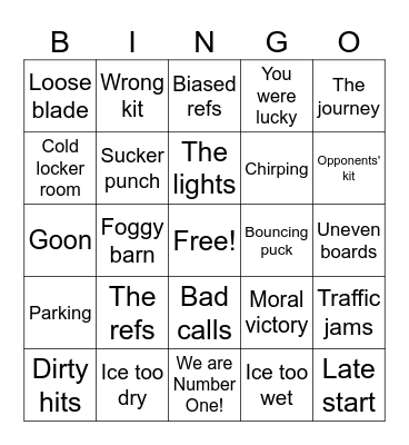 Steelers Excuses Bingo Card
