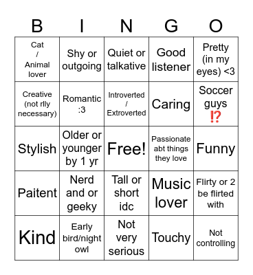 My type:3 Bingo Card