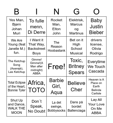 Syng-Vors Bingo Card