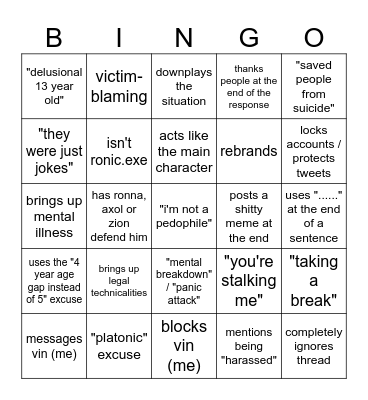 nectarine's response Bingo Card