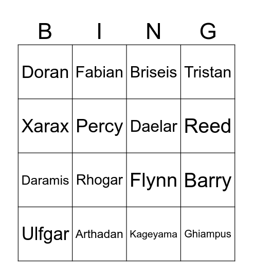 Death Count Bingo Card