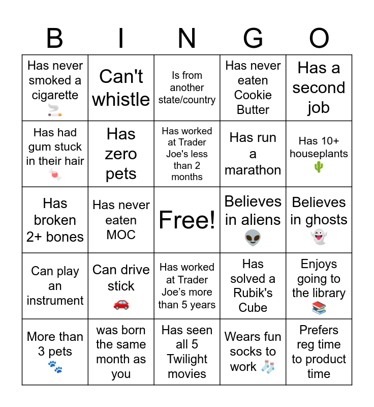 Crew Party Bingo 🎉 Bingo Card