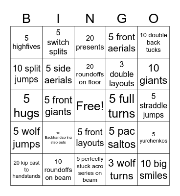 Gymnastics Bingo Worlds Edition 2023 Bingo Card