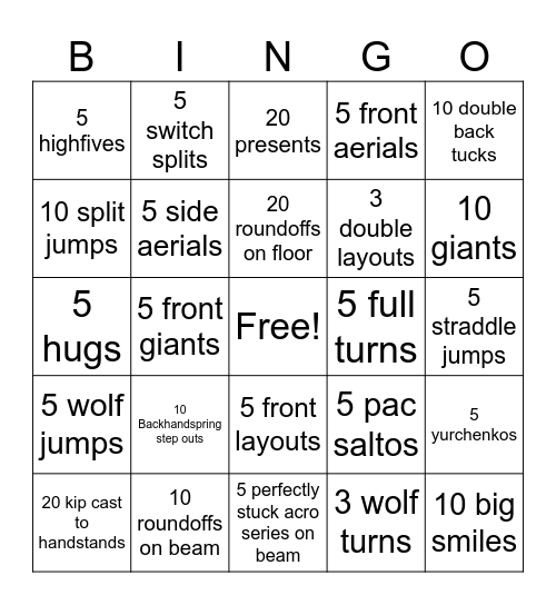 Gymnastics Bingo Worlds Edition 2023 Bingo Card