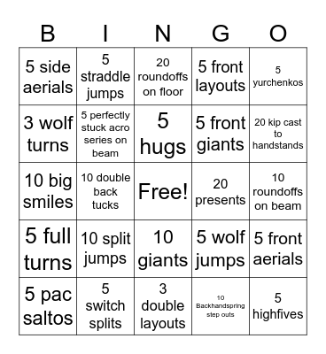 Gymnastics Bingo Worlds Edition 2023 Bingo Card
