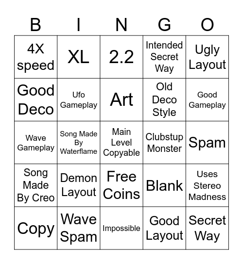 GD recent tab Bingo Card