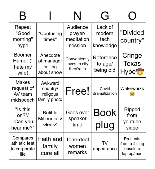 Keynoter Cliché 2023 Bingo Card
