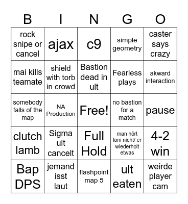 OW Finals Bingo Card