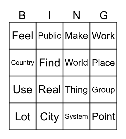 Vocabulary Definition Bingo Challenge Bingo Card