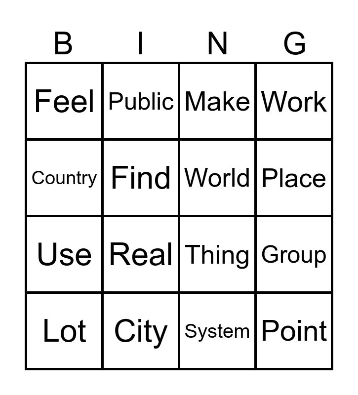 Vocabulary Definition Bingo Challenge Bingo Card