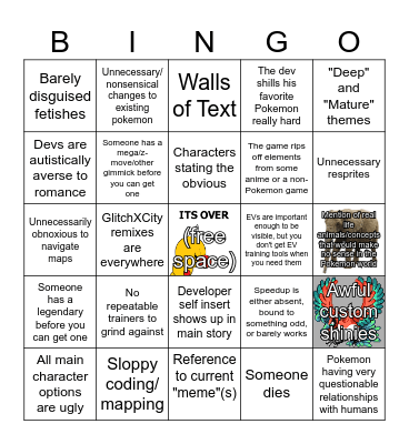 /vp/ fangame/romhack bingo Card
