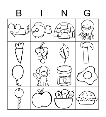 Pictures Bingo Card