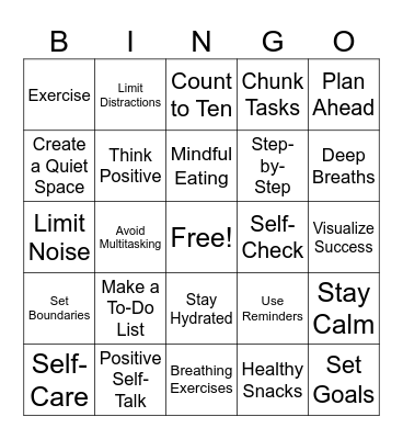 Focusing Bingo Card