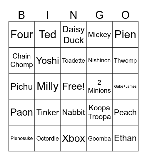 Piengo Bingo Card