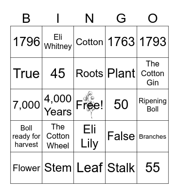 Cotton Bingo Card
