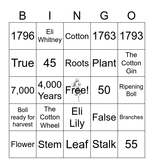 Cotton Bingo Card
