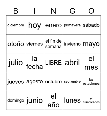Calendario Bingo Card