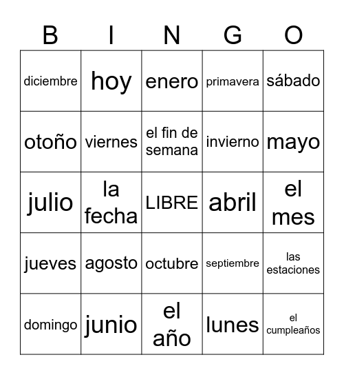 Calendario Bingo Card