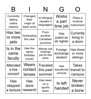 ORI-AID's Human Bingo Card