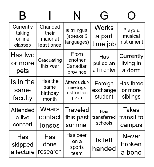 ORI-AID's Human Bingo Card