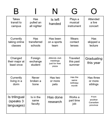 ORI-AID's Human Bingo Card
