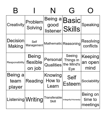 Foundation Skills  Bingo Card