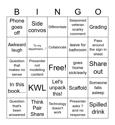 Professional Development! Bingo Card