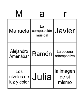 Mar Adentro Bingo Card