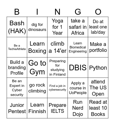 2024 Bucket List Bingo Card