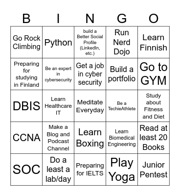 2024 Bucket List Bingo Card