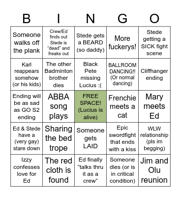 OFMD S2 Prediction Bingo Card