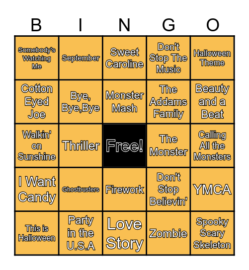 Music Bingo Card