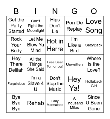 2000s POP Bingo Card