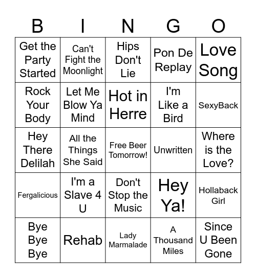 2000s POP Bingo Card