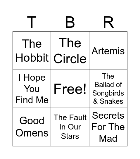 TBR Bingo Card