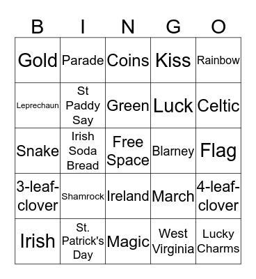 St. Patrick's Day Bingo Card