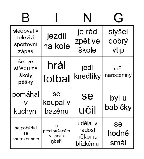 Najdi někoho, kdo o prodlouženém víkendu Bingo Card