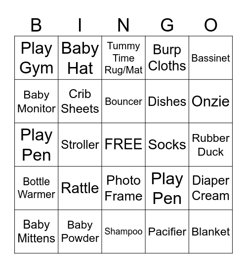 Baby Bingo Card