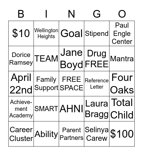 PATHS  Bingo Card