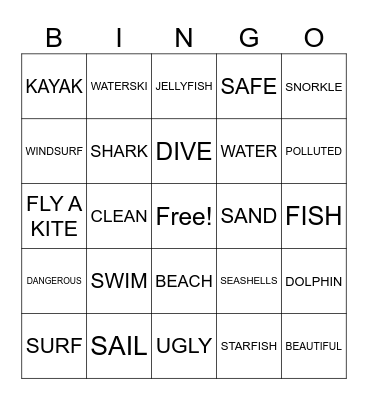 We're Having Fun at the Beach! Bingo Card
