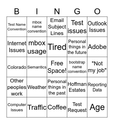 Topics for the Day Bingo Card