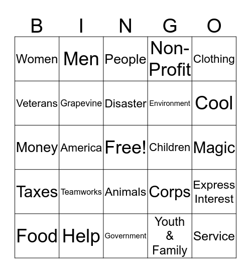 Boston Cares TEST Bingo Card