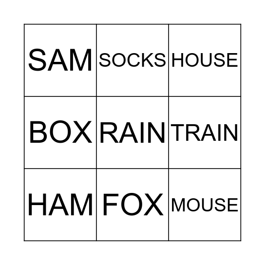 GREEN EGGS AND HAM Bingo Card